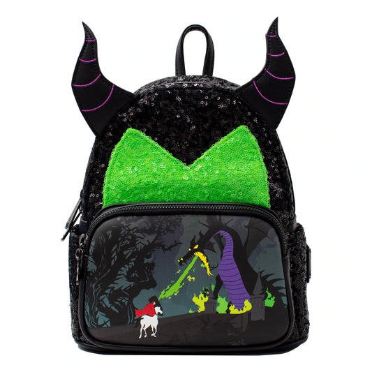 LOUNGEFLY DISNEY SLEEPING BEAUTY MALEFICENT SEQUINS MINI BACKPACK